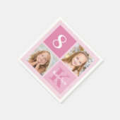 かわいいピンクの女の子フォトコラージュカスタム誕生日パーティー スタンダードカクテルナプキン (角)