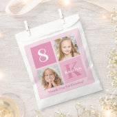 かわいいピンクの女の子フォトコラージュカスタム誕生日パーティー フェイバーバッグ (クリップ留めされた状態)