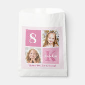かわいいピンクの女の子フォトコラージュカスタム誕生日パーティー フェイバーバッグ (正面)