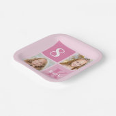 かわいいピンクの女の子フォトコラージュカスタム誕生日パーティー ペーパープレート (傾斜あり)