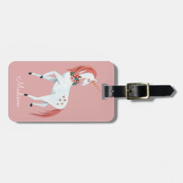 かわいいピンクの女の子ユニコーン ラゲッジタグ