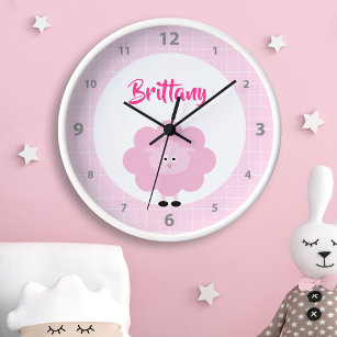 かわいいピンクの女の子ラムかわいい子子供部屋スクリプト名 壁時計