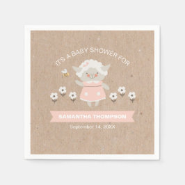 かわいいピンクの女の子ラムベビーシャワー スタンダードカクテルナプキン