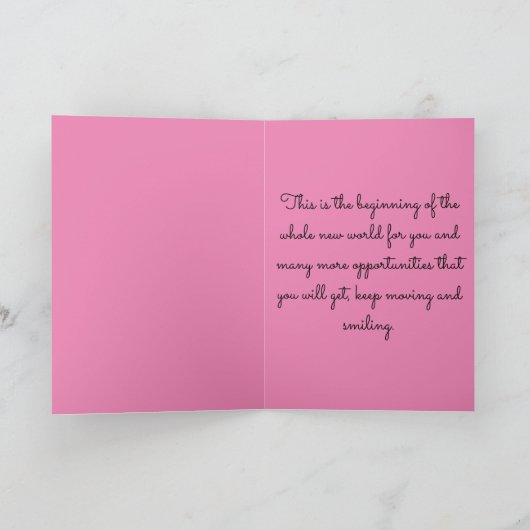 かわいいピンクの女の子幼稚園卒業 カード (内部)