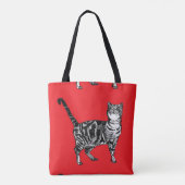 かわいいピンクの女の子赤いタビーキャットスーパーのトートバッグ トートバッグ (裏面)