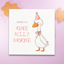 かわいいピンクの女の子1才のバカガモの誕生日 スタンダードカクテルナプキン