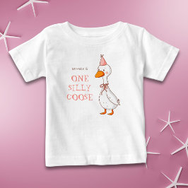 かわいいピンクの女の子1才のバカガモの誕生日 ベビーTシャツ