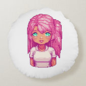 かわいいピンクの女の子 ラウンドクッション (裏面)