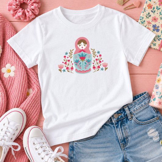 かわいいピンクの女の子 Tシャツ