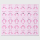 かわいいピンクの女の赤ちゃんの恐竜 ラッピングペーパー (フラット)