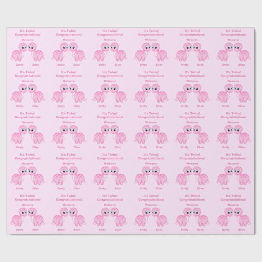 かわいいピンクの女の赤ちゃんの恐竜 ラッピングペーパー (フラット)