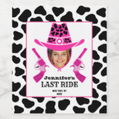 かわいいピンクの女性のカーボーイカスタム写真 ワインラベル (シングルラベル)