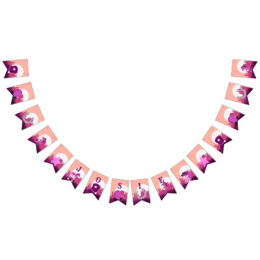 かわいいピンクの女性のカーボーイ西の砂漠の任意の年齢の誕生日 バンティングフラッグ (全)