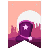 かわいいピンクの女性のカーボーイ西の砂漠の任意の年齢の誕生日 バンティングフラッグ (第1の旗)