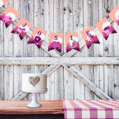 かわいいピンクの女性のカーボーイ西の砂漠の任意の年齢の誕生日 バンティングフラッグ