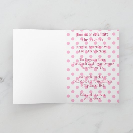 かわいいピンクの女性バグガールズの誕生日パーティーの招待 招待状 (内部)