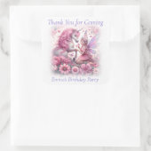 かわいいピンクの妖精かわいらしとユニコーンありがとう スクエアシール (バッグ)