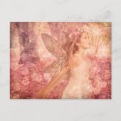 かわいいピンクの妖精の春ファンタジーアート ポストカード (正面)