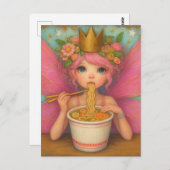 かわいいピンクの妖精食べのラーメン ポストカード (正面/裏面)