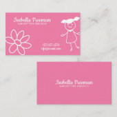 . .かわいいピンクの子どもたちの託児所 名刺 (正面/裏面)