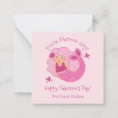かわいいピンクの子供たちマーメイドバレンタインノートカード ノートカード (正面)