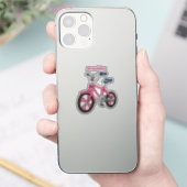 かわいいピンクの子供たち自転車の漫画イラストレーション シール (スマートフォン)