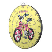 かわいいピンクの子供たち自転車の漫画イラストレーション ダーツボード (正面右)
