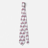 かわいいピンクの子供たち自転車の漫画イラストレーション ネクタイ (正面)