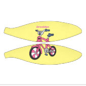 かわいいピンクの子供たち自転車の漫画イラストレーション ミニバスケットボール (パネル)