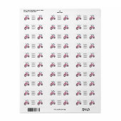 かわいいピンクの子供たち自転車の漫画イラストレーション ラベル (フルシート)
