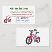 かわいいピンクの子供たち自転車の漫画イラストレーション 名刺 (正面/裏面)