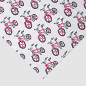 かわいいピンクの子供たち自転車の漫画イラストレーション 薄葉紙 (詳細)