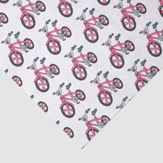 かわいいピンクの子供たち自転車の漫画イラストレーション 薄葉紙 (詳細)