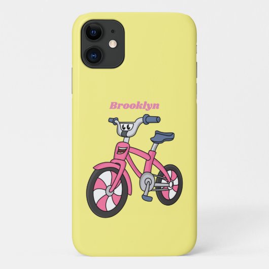 かわいいピンクの子供たち自転車の漫画イラストレーション Case-Mate iPhoneケース (裏面)