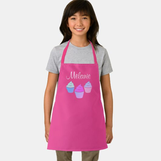 かわいいピンクの子供のカップケーキベーキングエプロン エプロン (インサイチュ)