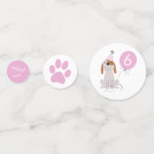 かわいいピンクの子犬の誕生日パーティー コンフェッティ (正面)