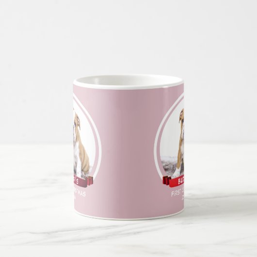 かわいいピンクの子犬1stクリスマスドッグフォトマグカップ コーヒーマグカップ (中央)