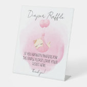 かわいいピンクの子猫おむつラッフルベビーガールシャワー 台座サイン (正面)