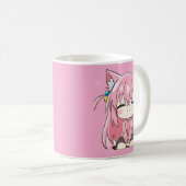 かわいいピンクの子猫ちびマグカップ コーヒーマグカップ (正面右)