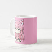 かわいいピンクの子猫ちびマグカップ コーヒーマグカップ (正面左)