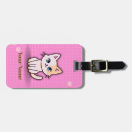 かわいいピンクの子猫のネームタグ付きバックパック ラゲッジタグ