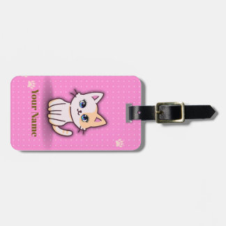 かわいいピンクの子猫のネームタグ付きバックパック ラゲッジタグ