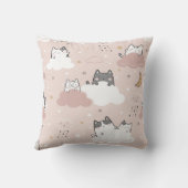 かわいいピンクの子猫の柄 クッション (裏面)