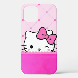 かわいいピンクの子猫ガールズ携帯ケース iPhone 12ケース