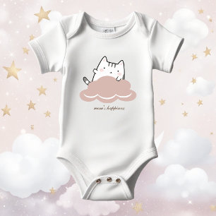 かわいいピンクの子猫模様 ベビーボディスーツ