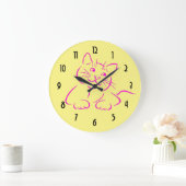 かわいいピンクの子猫猫 ラージ壁時計 (ホーム)