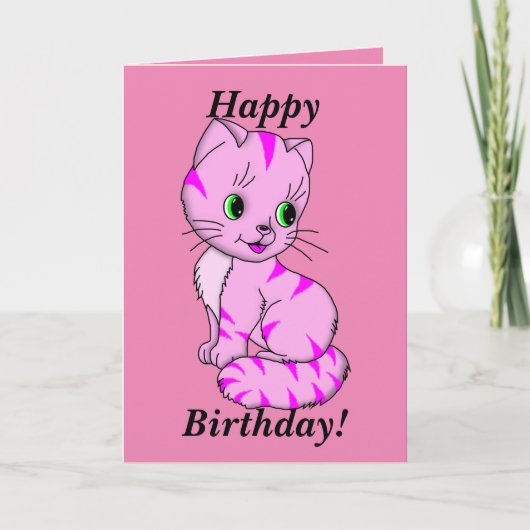 かわいいピンクの子猫 カード (正面)