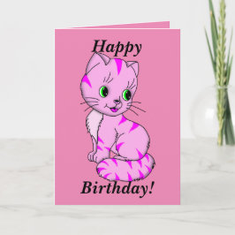 かわいいピンクの子猫 カード