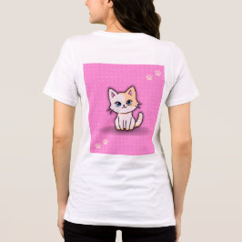 かわいいピンクの子猫 名前入り トライブレンドTシャツ