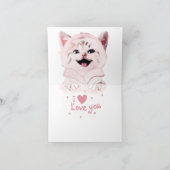 かわいいピンクの子猫「愛してる」グリーティングカード カード (内部)